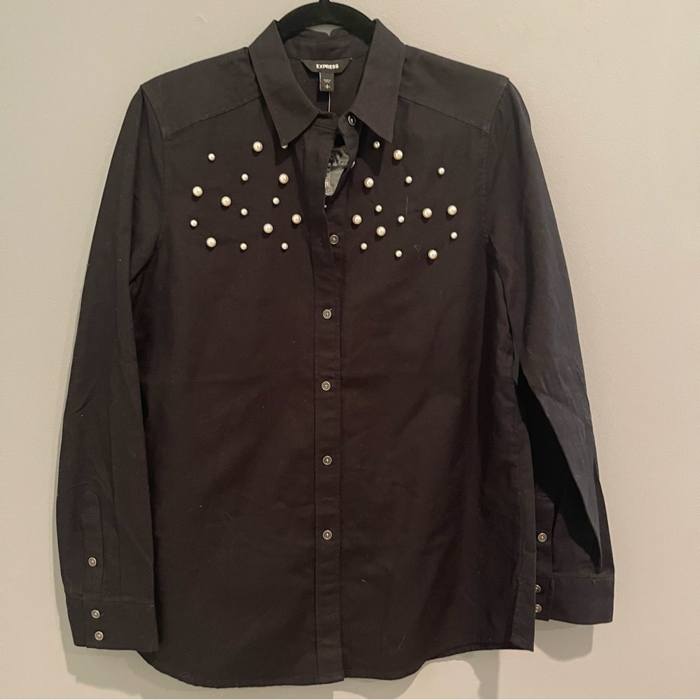 Pearl embellished button down